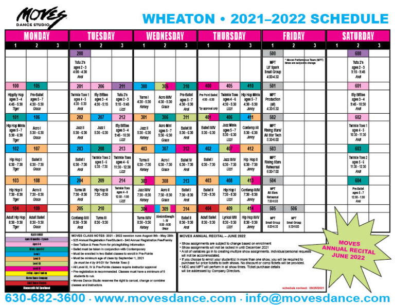 Wheaton Class Schedule – Moves Dance Studio