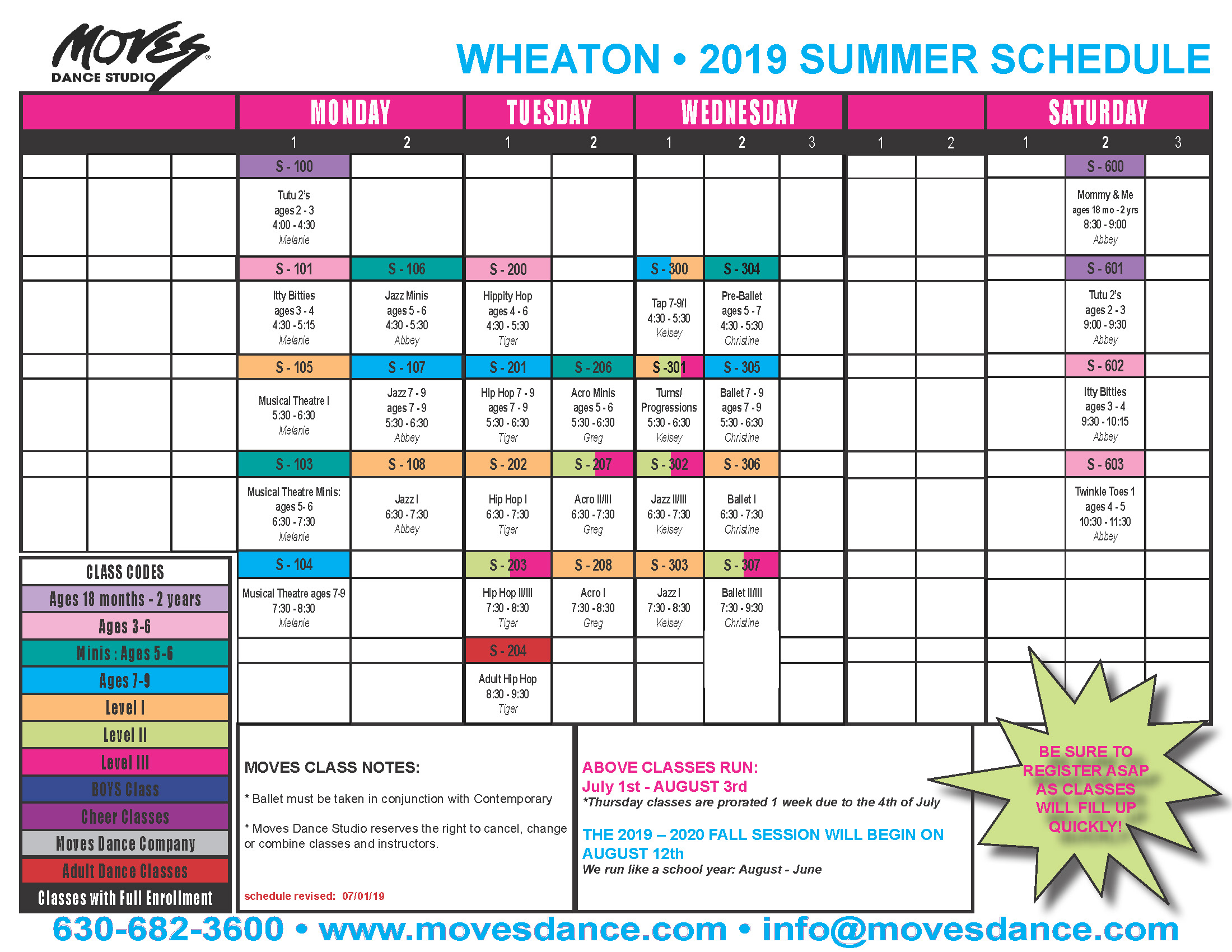 Wheaton Summer Class Schedule Moves Dance Studio