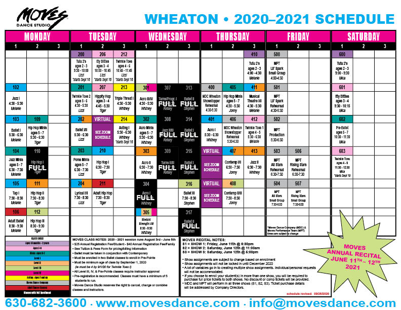 Wheaton Class Schedule Moves Dance Studio