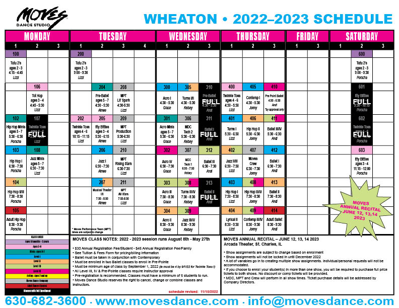 Wheaton Class Schedule Moves Dance Studio